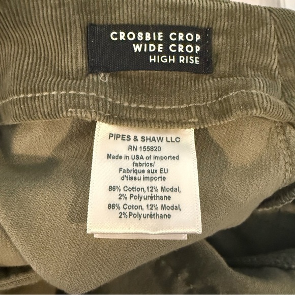 Veronica Beard Crosbie Wide Leg Crop High Rise Corduroy Forest Green Size 26 - Picture 13 of 15